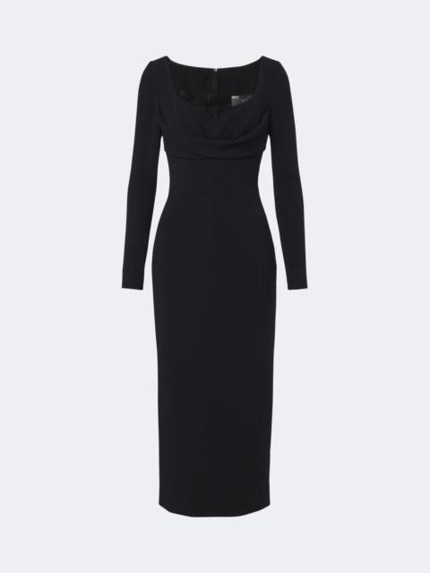ELIE SAAB Draped lace-trimmed cady midi dress