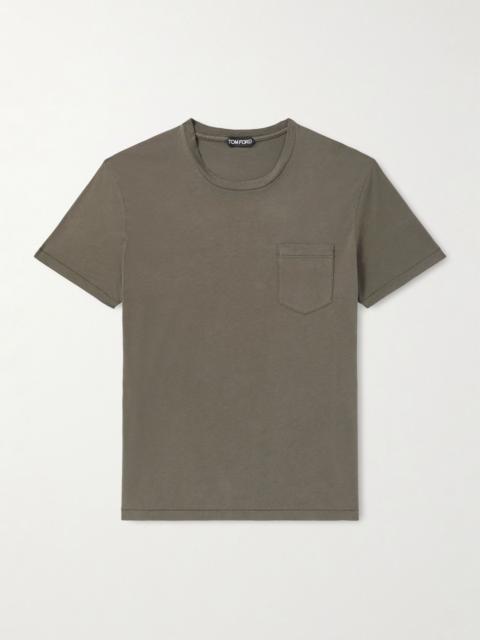 TOM FORD Cotton and Silk-Blend T-Shirt Green