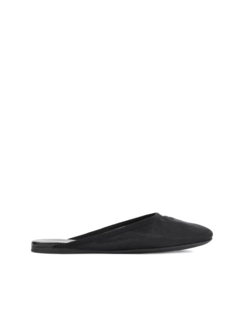 Miu Miu logo-embroidered flat mules