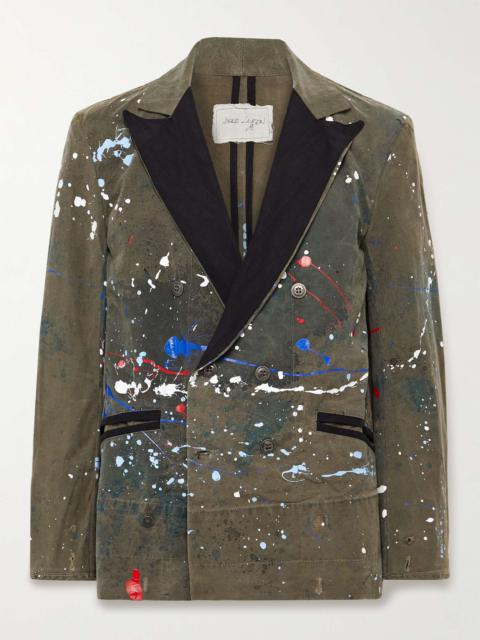 Greg Lauren Tent Nylon-Trimmed Paint-Splattered Cotton-Blend Blazer