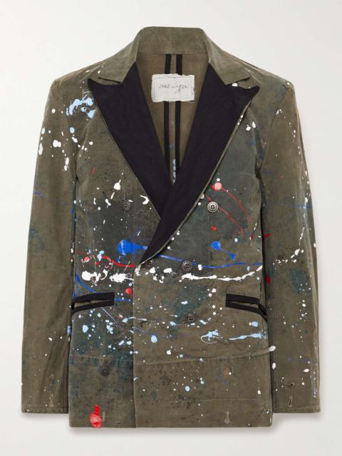 Tent Nylon-Trimmed Paint-Splattered Cotton-Blend Blazer