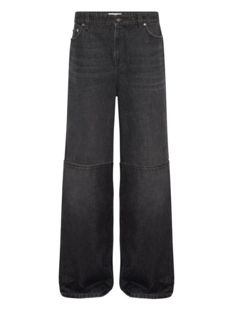 cut-out-detail cotton jeans