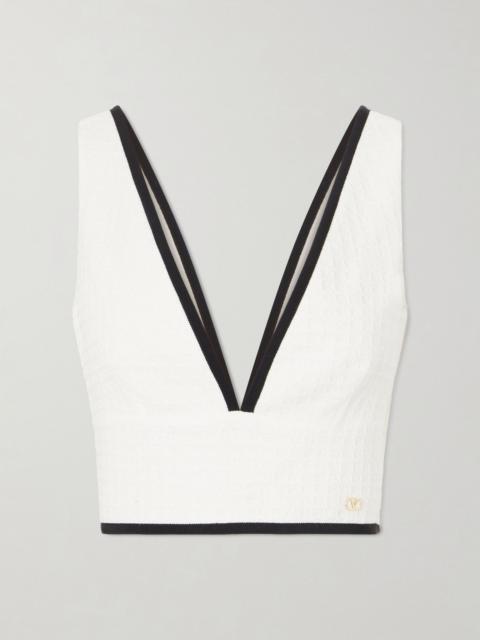 Valentino Canestrello cropped cotton-tweed top White