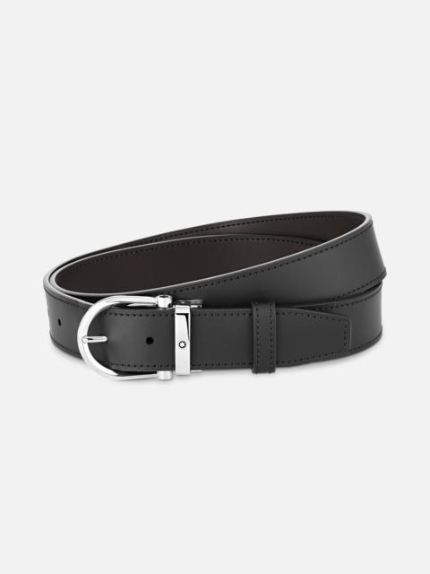 Horseshoe buckle black/brown 35 mm reversible leather belt