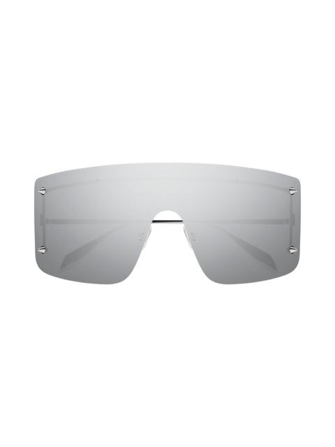 Alexander McQueen 99mm Shield Sunglasses in Silver Grey at Nordstrom