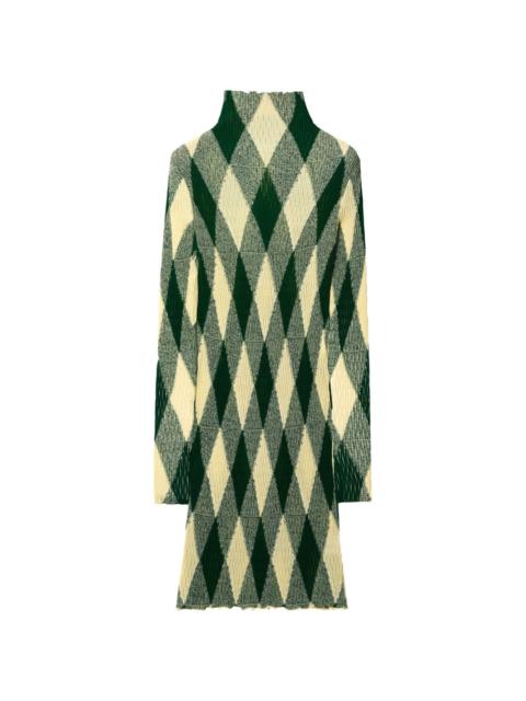 argyle ribbed-knit dress