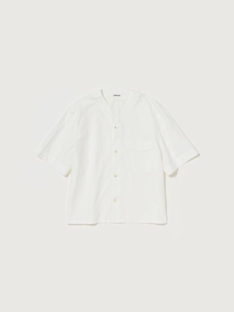 AURALEE GARMENT-DYED FINX SHUTTLE WEATHER HALF SLEEVED SHIRT