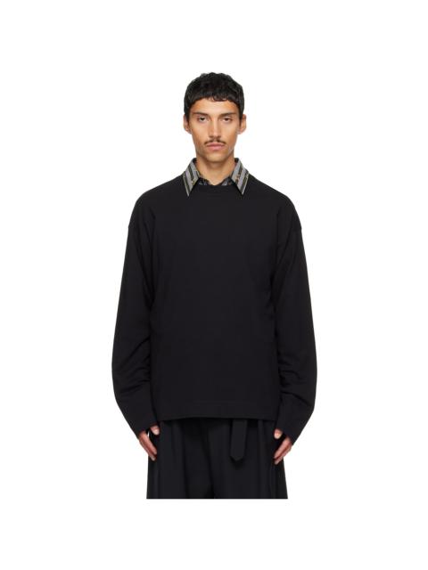 Dries Van Noten Black Long Sleeve Cotton T-shirt