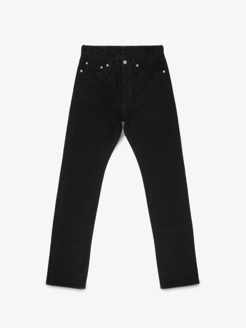 Iron Heart IH-888S-142BB 14OZ SELVEDGE DENIM RELAXED TAPERED CUT JEANS - BLACK/BLACK