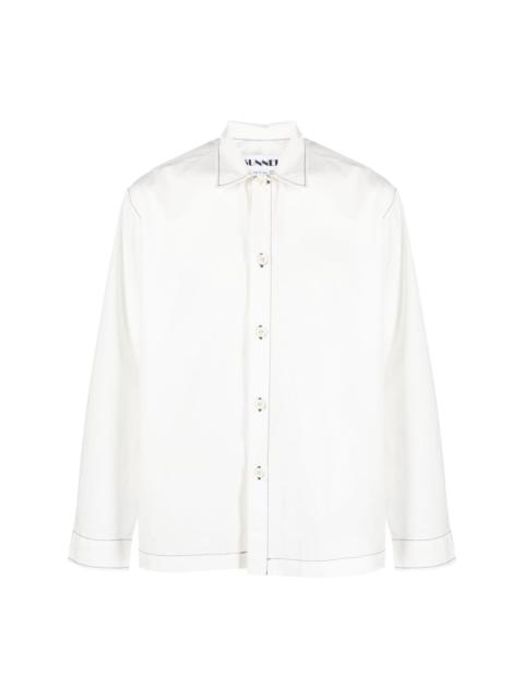contrast-stitching cotton shirt