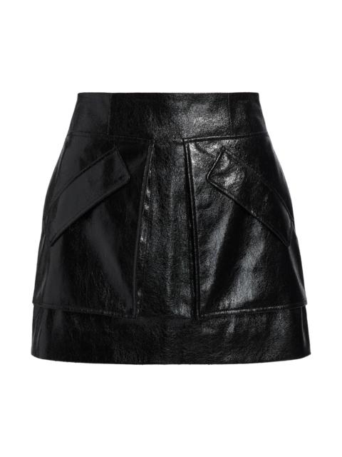 AKNVAS Women's Cherry Metallic Faux-Leather A-Line Miniskirt - Black