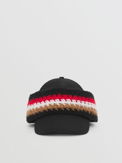 Cotton Baseball Cap with Crochet Knit Headband