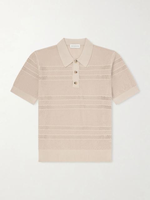 Dries Van Noten Open-Knit Polo Shirt Beige