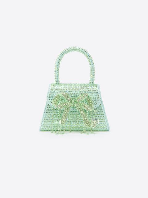 Green Satin Rhinestone Micro Bow Bag