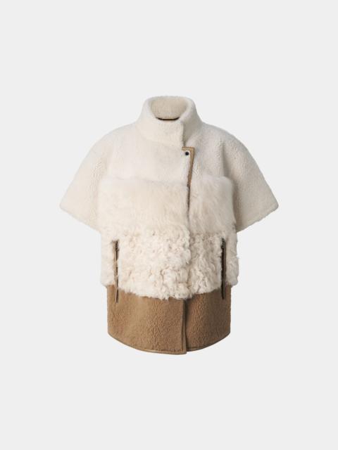 BOGNER Lexy Lambskin Jacket in Cream/Brown