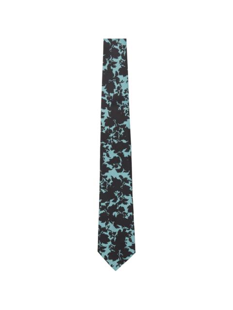 Dries Van Noten Blue & Black Printed Silk Tie