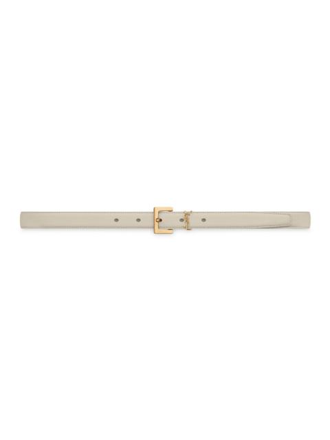 SAINT LAURENT Women's Cassandre Thin Belt with Square Buckle in Smooth Leather - Crema Soft