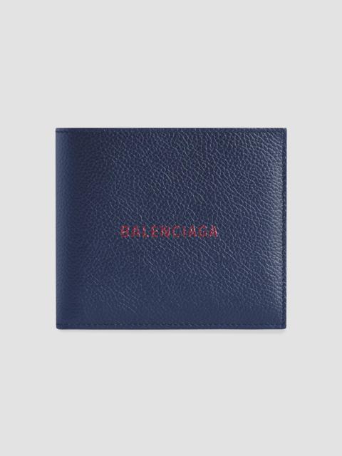 BALENCIAGA Men's Cash Square Folded Coin Wallet - Navy Burgundy