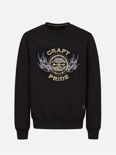 EVISU BROCADE KAMON APPLIQUÉ AND DRAGON EMBROIDERED SWEATSHIRT