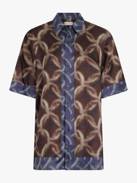 Dries Van Noten CONTRAST PIXEL GRAPHIC PRINT S/S SHIRT | BROWN/BLUE