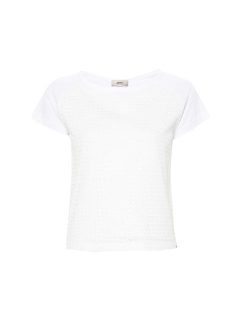 corded-lace cotton T-shirt