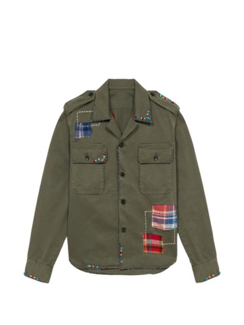 FORTELA Bonnie tartan-patchwork herringbone shirt