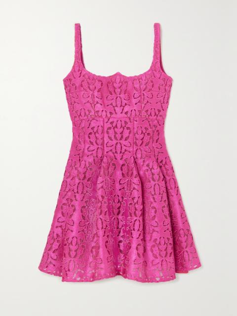 EMILIA WICKSTEAD Paisley Pleated Guipure Lace Mini Dress