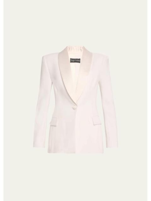 Sergio Hudson Satin Shawl Lapel One-Button Blazer