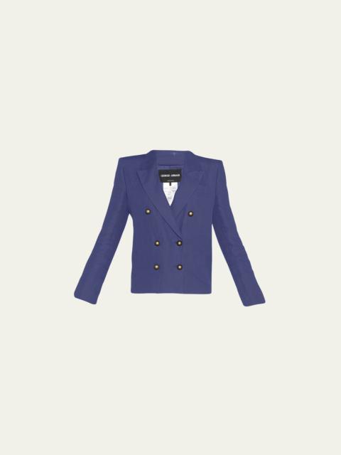 GIORGIO ARMANI Double-Breasted Crop Silk Blazer