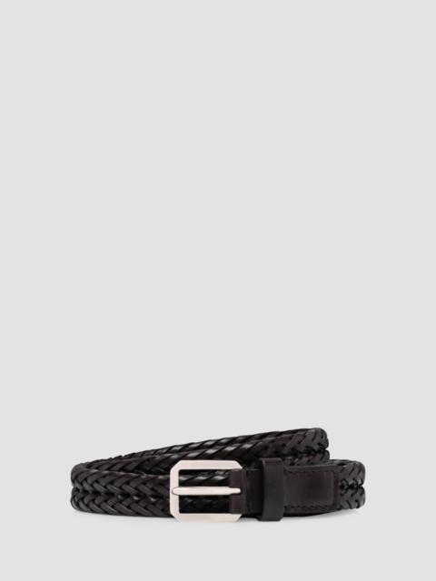 TOM FORD Men's Woven Leather Beveled Edge Buckle Belt - Dark Brown