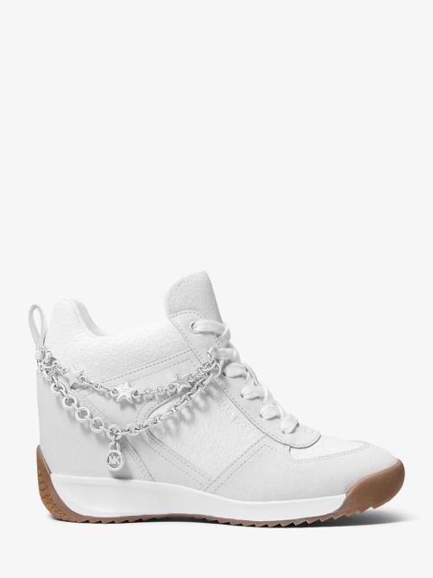 MICHAEL KORS Nikko S2 Embellished Mixed-Media Wedge Trainer