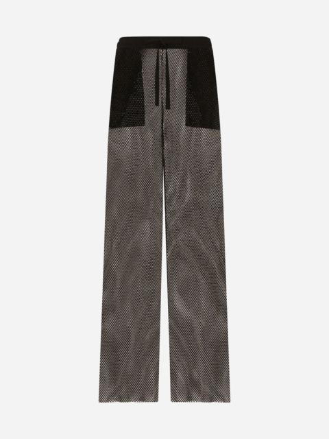 Dolce & Gabbana Wide-leg mesh pants with crystals