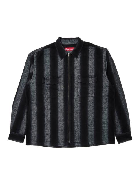 Supreme Stripe Flannel Zip Up Shirt 'Black'
