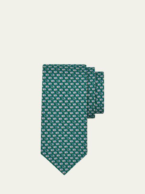 FERRAGAMO Men's Gancio-Elephant Silk Tie