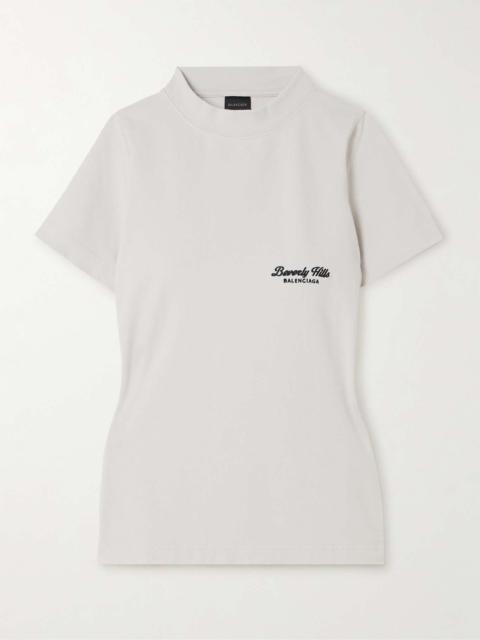 BALENCIAGA Embroidered stretch-cotton T-shirt
