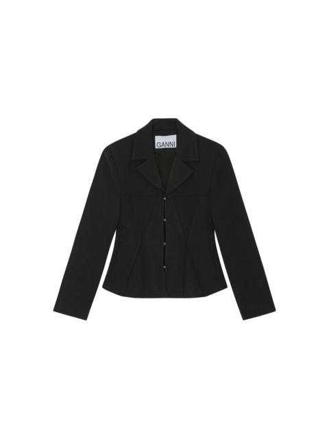 GANNI Black jacket in crêpe | thedoublef | REVERSIBLE