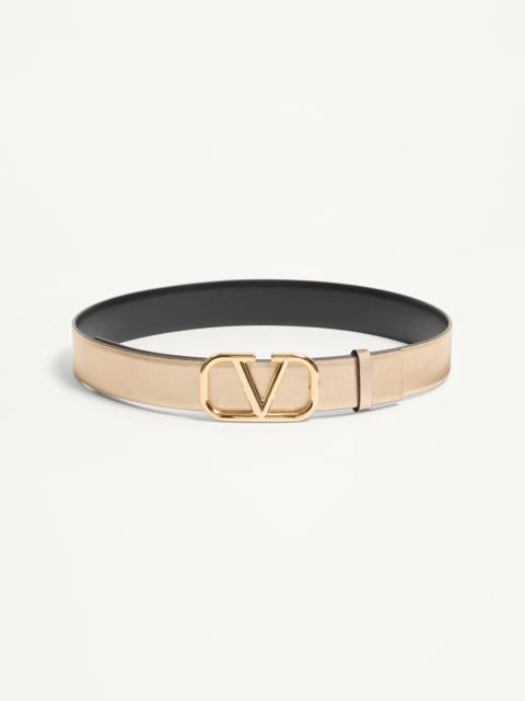 Valentino VLOGO SIGNATURE REVERSIBLE BELT IN METALLIC AND SHINY CALFSKIN 30 MM