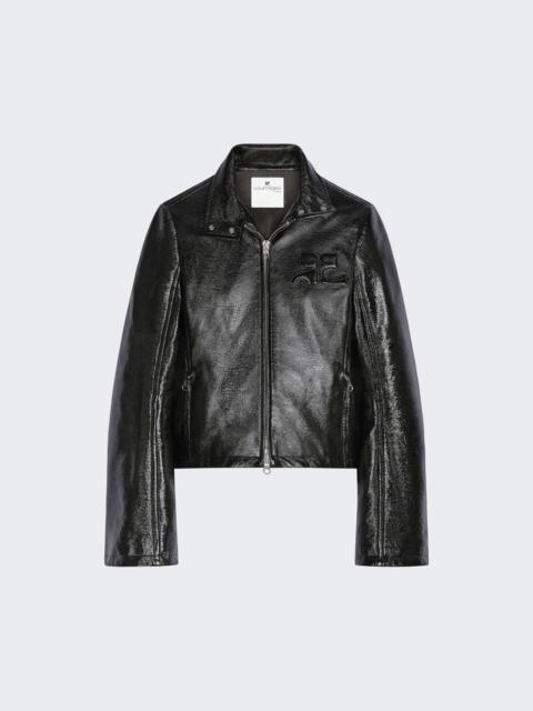 courrèges Iconic Vinyl Biker Jacket Black