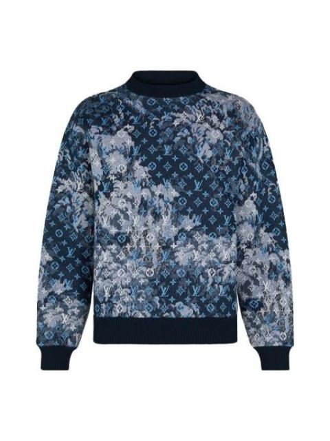Louis Vuitton LOUIS VUITTON LV Monogram Tapestry Sweatshirt For Men Blue 1A8H2X