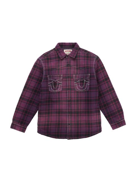 Supreme Supreme True Religion Quilted Lined Plaid Flannel Shirt Purple