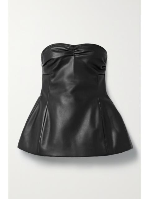 KHAITE Blanche Strapless Leather Peplum Top
