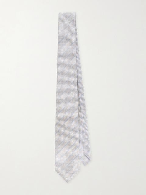 SAINT LAURENT 7cm Striped Silk-Voile Tie