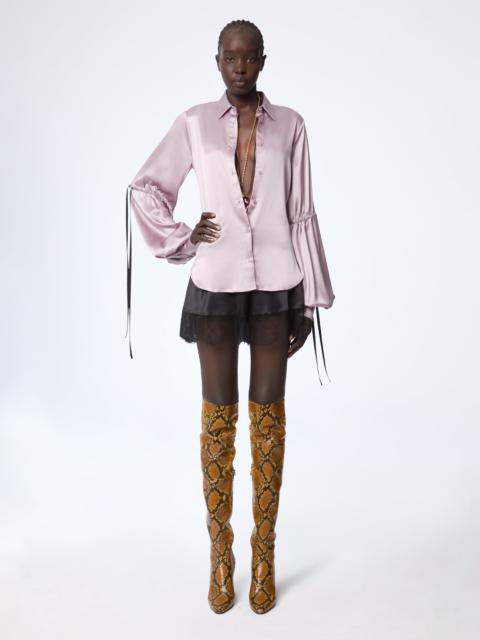 NINA RICCI Mauve Silk Satin Shirt With Bow Details