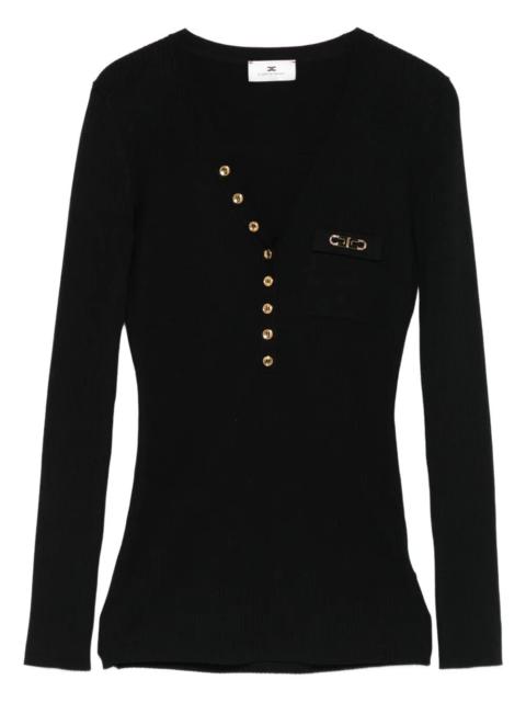 ELISABETTA FRANCHI The V-Neck Sweater from Elisabetta Franchi is a chic addition to your fall wardrobe. Crafted from hi