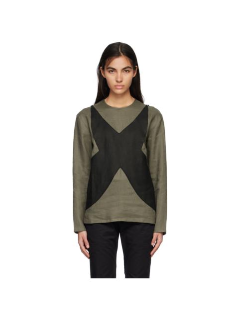 STRONGTHE Black & Khaki Paneled Long Sleeve T-Shirt