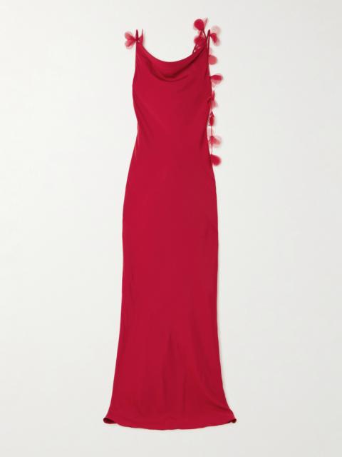 Cult Gaia Nymeria Open-back Organza-trimmed Silk-blend Satin Maxi Dress