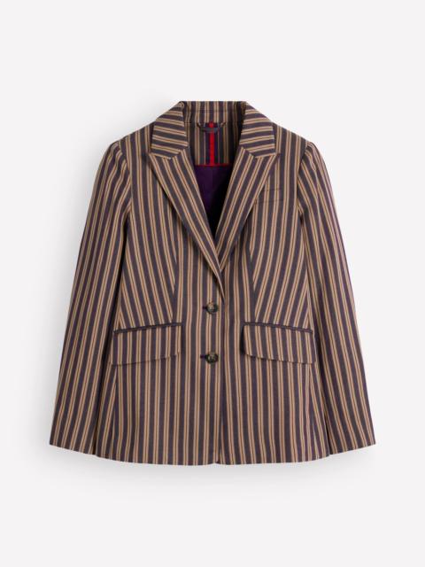 BODEN Stamford Tailored Blazer-Navy, Camel Tram Stripe
