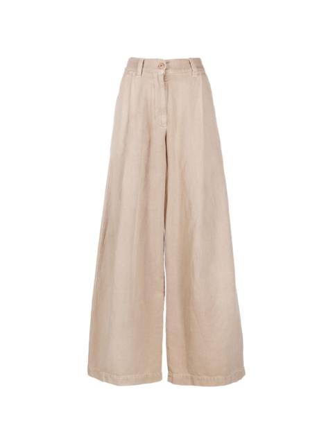cotton-linen wide-leg trousers
