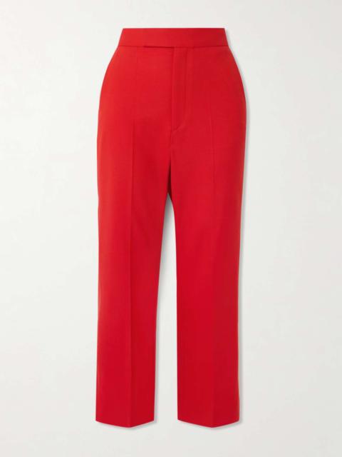 MARIA McMANUS Cropped wool-blend crepe flared pants Red