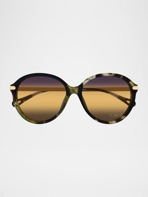 Chloé Round Acetate & Metal Sunglasses